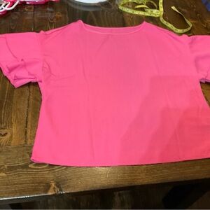 Women's Pink Ruffle Sleeve Top